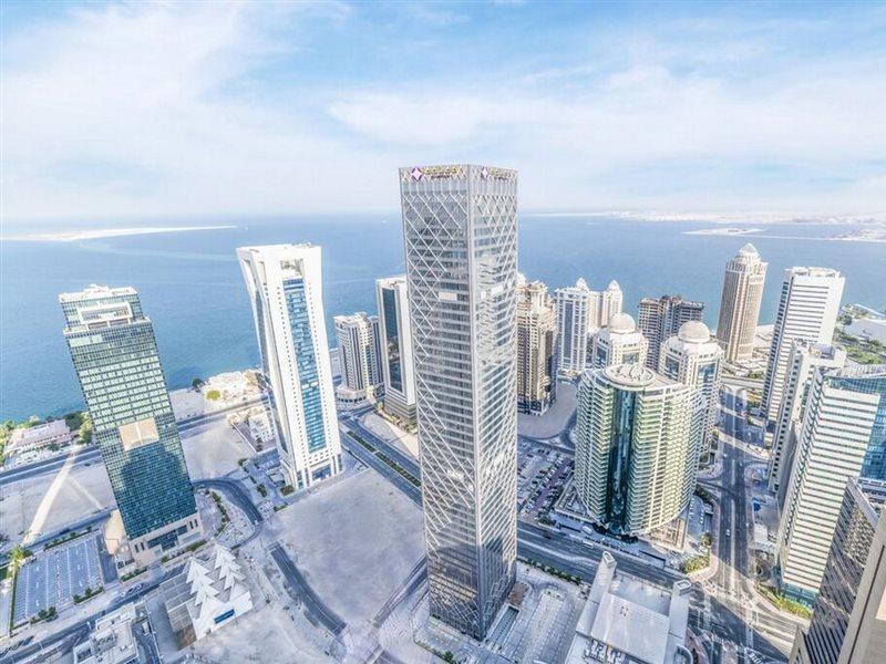 Aleph Doha Residences, Curio Collection By Hilton Ngoại thất bức ảnh Aerial view of the West Bay district